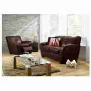 Unbranded Portobello Regular Leather Sofa, Chocolate