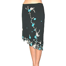 Print and Beaded Skirt