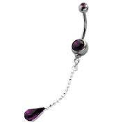 Unbranded PURPLE CRYSTAL DROP BELLY BAR