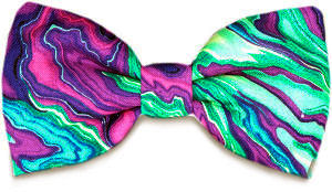 Unbranded Purple Green Pattern Bow Tie