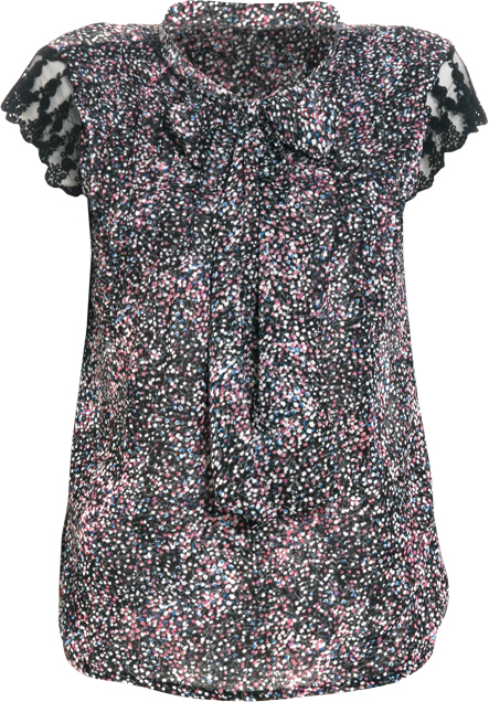 Small flower print chiffon pussy bow blouse.