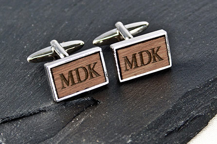 Unbranded Rectangle Personalised Walnut Wood Cufflinks