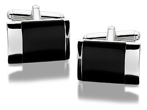 Unbranded Rectangular-Black-Resin-Cufflinks-015308