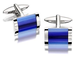 Unbranded Rectangular-Blue-Cats-Eye-Stone-Cufflinks-015318