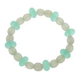 Unbranded Recycled Glass Bracelet White Aqua