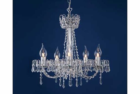 Unbranded Reims Crystal 5 Light Chandelier - Chrome