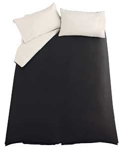 Unbranded Reversible Black and Cream Duvet Set - Kingsize