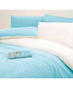 Reversible Plain Dye Double Duvet Set - Aqua