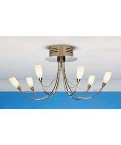 Reyes 6 Light Brushed Chrome Ceiling Fitting