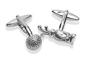 Unbranded Rhodium Plated Golf Bag and Ball Cufflinks 015159