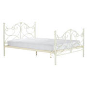 This 5ft white metal kingsize bedstead has metal framed sprung slats and vertical rails for