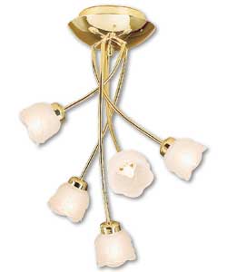 Rose 5 Light Ceiling Fitting - Brass Finish