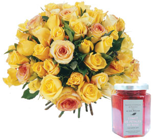 Roses and Rose petals jam yellow 25 roses