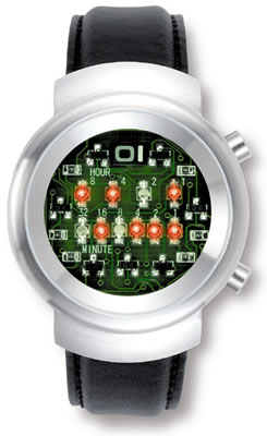 Round Binary Watch with Red LEDs