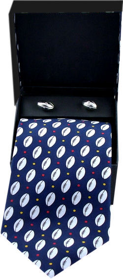 Unbranded Rugby Ball Tie / Cufflink Giftset