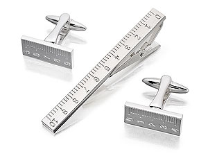 Unbranded Ruler Cufflinks and Tie Slide Box Set 014524