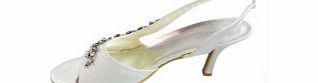 Unbranded Satin Low Heel Kitten Heel Peep Toe Slingbacks