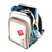 Striking looking backpack with separate wet and dry compartments. This is great for keeping your wet