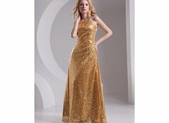 Unbranded Sequins Stretch satin Floor-length Straps Gold