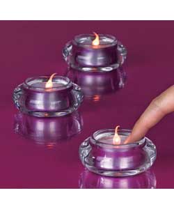 Set of 3 LED Tea Lites and Glass Holders