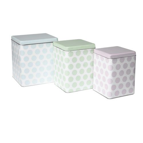 Unbranded Set of 3 Storage Tins - Polkadot design