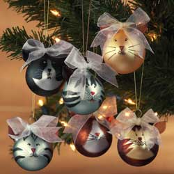 Set of 6 Cat Baubles