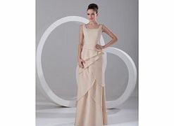 Unbranded Sheath Crossed Ruffles Floor-length Chiffon Dress