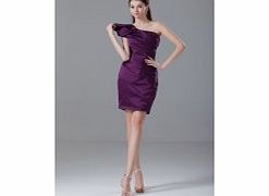 Unbranded Sheath Sloping-shoulder Pleat Satin Mini Dress