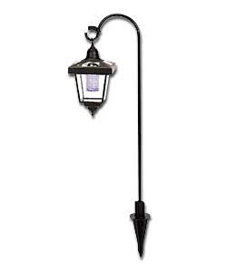 Shepherds Crook Garden Light with Solar Lantern - Black