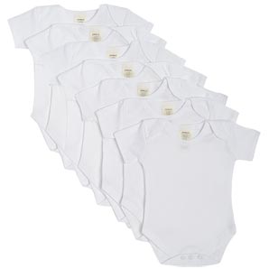 Short Sleeve Bodysuit, White, Pack of 7, 3-6 Months