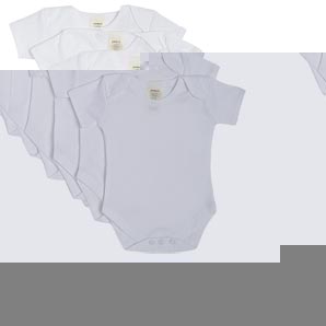 Short Sleeve Bodysuit, White, Pack of 7, Tiny Baby