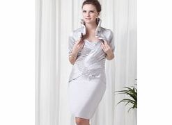 Unbranded Slim-line Beading Pleat Knee-length Satin Dress