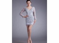 Unbranded Slim-line V-neck Long-sleeve Beading