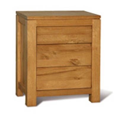 SOLID OAK BEDSIDE CABINET 3 DRAWER SWISS