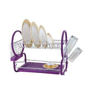 This superb 2-tier dish rack is a simple and elegant solution to your kitchen storage needs.A heavy duty chrome plating makes this drainer rust resistant and durable. It comes with detachable utensil and glass holders, and a removable plastic drip tr