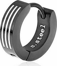 Unbranded Stainless Steel Black Hinged Huggie Earring