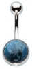 Stainless Steel Blue Marble Fireball Navel Bar