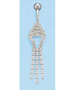 Stainless Steel Diamante Tassel Body Bar