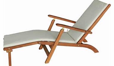 Steamer Sun Lounger with Cushion - Natural