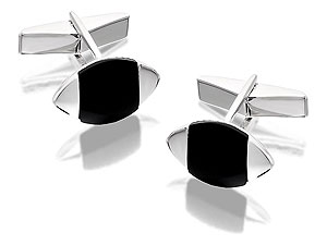 Unbranded Sterling-Silver-Black-Onyx-Swivel-Cufflinks-014504