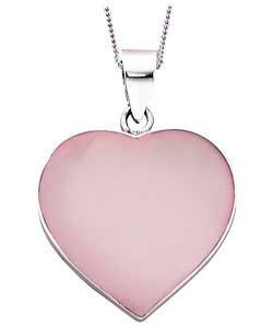 Sterling Silver Large Pink Mother of Pearl Heart Pendant