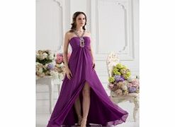 Unbranded Stretch satin Chiffon Floor-length Halter Grape