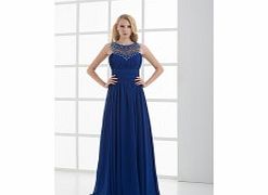 Unbranded Stretch satin Chiffon Floor-length Scoop Royal