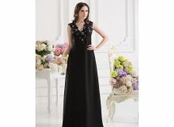 Unbranded Stretch satin Chiffon Floor-length V-neck Black