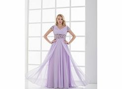 Unbranded Stretch satin Chiffon Floor-length V-neck Lilac