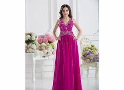 Unbranded Stretch satin Chiffon Floor-length V-neck Rose