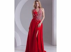 Unbranded Stretch satin Chiffon Floor-length V-neck