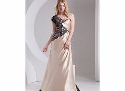 Unbranded Stretch satin Lace Floor-length One Shoulder