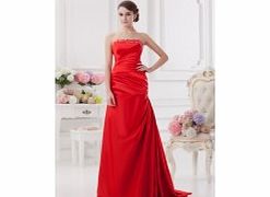 Unbranded Stretch satin Sweep Train Strapless Red Elegant