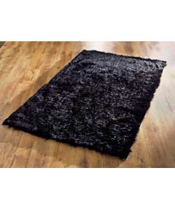 Unbranded Supernova Shaggy Polyester Rug - Black 180 x 120cm